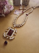 VeroniQ Trends--Long Maharani Necklace In Kundan With Semi Precious Ruby Stones - £279.72 GBP