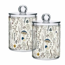 Mushroom Qtip Holder 2Pack Clear Plastic Storage Jars - $986.89 MXN