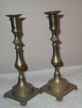 Vintage Brass Candlestick Holders made in India square Base 8.75” TALL - £14.15 GBP