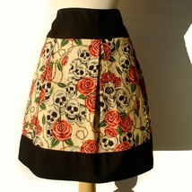 Beige Skulls and Roses Tattoo Skirt - Day of the Dead Pin Up Skirt - Thi... - £31.41 GBP