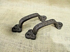 2 Cast Iron RUSTIC Barn Handle Gate Pull Shed Door Handles 5 1/2&quot; Drawer... - $14.99