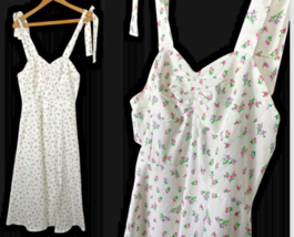 Vintage Dress Pinup Sundress White Floral 1960s Sweetheart Cottagecore S... - $186.64