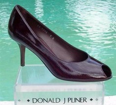 Donald Pliner Couture Brown Patent Shoe New Peep Toe Flex Sole Signature $250 - $87.50