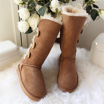 Hot Sale Fashion Genuine Sheepskin Leather Snow Boots Natural Winter Boots Water - £114.43 GBP