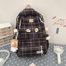 Japanese Plaid Backpack New Korean Large capacity Students schoolbag Campus Stri - £30.57 GBP