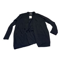 Croft &amp; Barrow Cardigan Sweater Women&#39;s Large Petite Black Cotton Ribbed Classic - £19.10 GBP