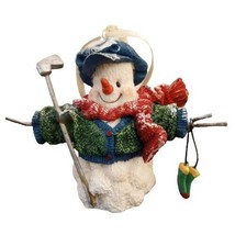 Snowman Ornament with Scarf Hat Golf Putter Driver 3.5&quot; Resin Made in China - £3.74 GBP