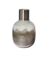 13&quot; Cream and Brown Ombre Glass Vase with Dark Bronze Top - $2,734.61 MXN