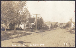 Caribou, ME RPPC 1914 - Sweden Street Dirt Road Town Scene Card #27 - £18.51 GBP