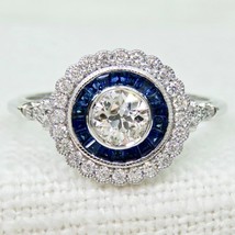 2ct Redondo Imitación VVS1 Diamante Art Déco Floral Compromiso Ring 14k Wgold FN - £117.67 GBP