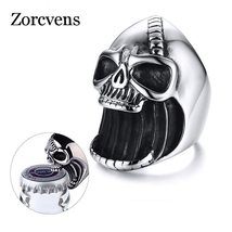 ZORCVENS Multi Function  Ring for Men Bottle Opener Stainless Steel Skeleton Got - £7.72 GBP