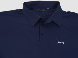 Breezy Mens Polo Shirt 3XL Blue Solid Performance Stretch Poly Spandex Golf - $35.10