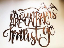 The Mountains are Calling and I Must Go Wall Art  Wall Hanging 16&quot; Copper/Bronze - £37.54 GBP
