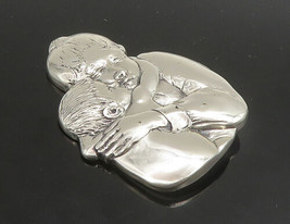 MFA 925 Sterling Silver - Vintage Shiny Mother &amp; Child Hug Brooch Pin - BP9075 - $86.06