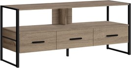 Monarch Specialties 48&quot; L. Narrow Open Concept Shelf Tv Stand, Dark Taupe/Black. - £219.00 GBP