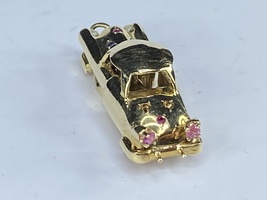 c1970 mechanical 14K gold Ruby Sapphire Peal Sedan Luxury car charm 9.8g... - £493.66 GBP