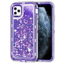 for iPhone 11 Pro 5.8&quot; Transparent Heavy Duty Glitter Quicksand Case w/ Clip PUR - £5.40 GBP