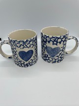 Gibson Blue Sponge Ware Ceramic Coffee Mug set - £10.00 GBP