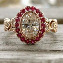 4CT Ovale Diamanti Finti Vintage Fidanzamento Ring 14K Argento Placcato Oro Rosa - £104.50 GBP
