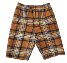 Vintage Russ Corner Tartan Shorts 60s 70s Retro High Waist Orange Yellow... - £27.12 GBP