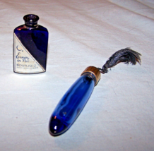 2 Vintage Empty Cobalt Blue Evening in Paris Glass Bottles-1 Miniature-Lot 45 - £14.78 GBP