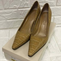 Amanda Smith RIO camel leather mustard faux crocodile pointy heels size 8 - £23.16 GBP