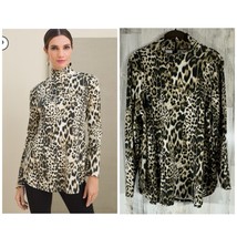 Chicos Mock Neck Tunic Size 2 or Large Leopard Print Zipper  - £21.68 GBP