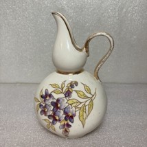 Roschutz Pottery Cream Pitcher Creamer Vase Made in Germany Marked R Floral Gold - £25.31 GBP