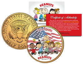 P EAN Uts * Americana * Charlie Brown Snoopy Jfk Half Dollar Coin 24K Gold Plated - £8.10 GBP