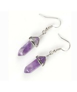 Earring Natural Stone Amethyst Hexagonal Reiki  Bead Drop. Ready to Ship - €5,05 EUR