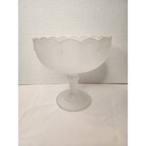 Vintage Tear Drop Frosted White Satin Glass Compote Bowl 7.5&quot; H x 7 3/8&quot; W - $320.38 MXN