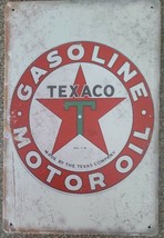 Texaco ~ Gasoline Motor Oil ~ Metal Sign ~ 8" x 11.75" ~ Made By The Texas Co. - $22.44