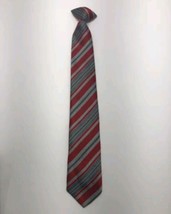 Men’s Clip on Tie Red Gray Black Stripped 16” - £5.69 GBP