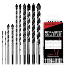 Masonry Drill Bits Set, 10Pcs Concrete Drill Bits, 1/8&quot; To 1/2&quot; Multifunction Dr - £9.14 GBP