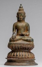 Antico Indonesiano Stile Seduta Bronzo Giavanese Enlightenment di Buddha - - £964.52 GBP