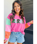 Rose Red Chenille MERRY Christmas Patched Colorblock Long Sleeve Top - $302.39 MXN