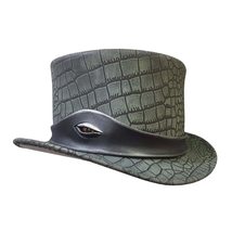 Crocodile Texture Embossed Leather Top Hat - £227.81 GBP