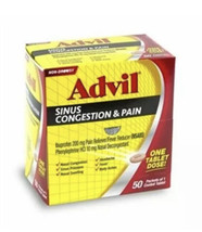 Advil Sinus Congestion &amp; Pain Non-Drowsy Coated Tablets 200 mg 50 Packs Of 1 - £27.80 GBP