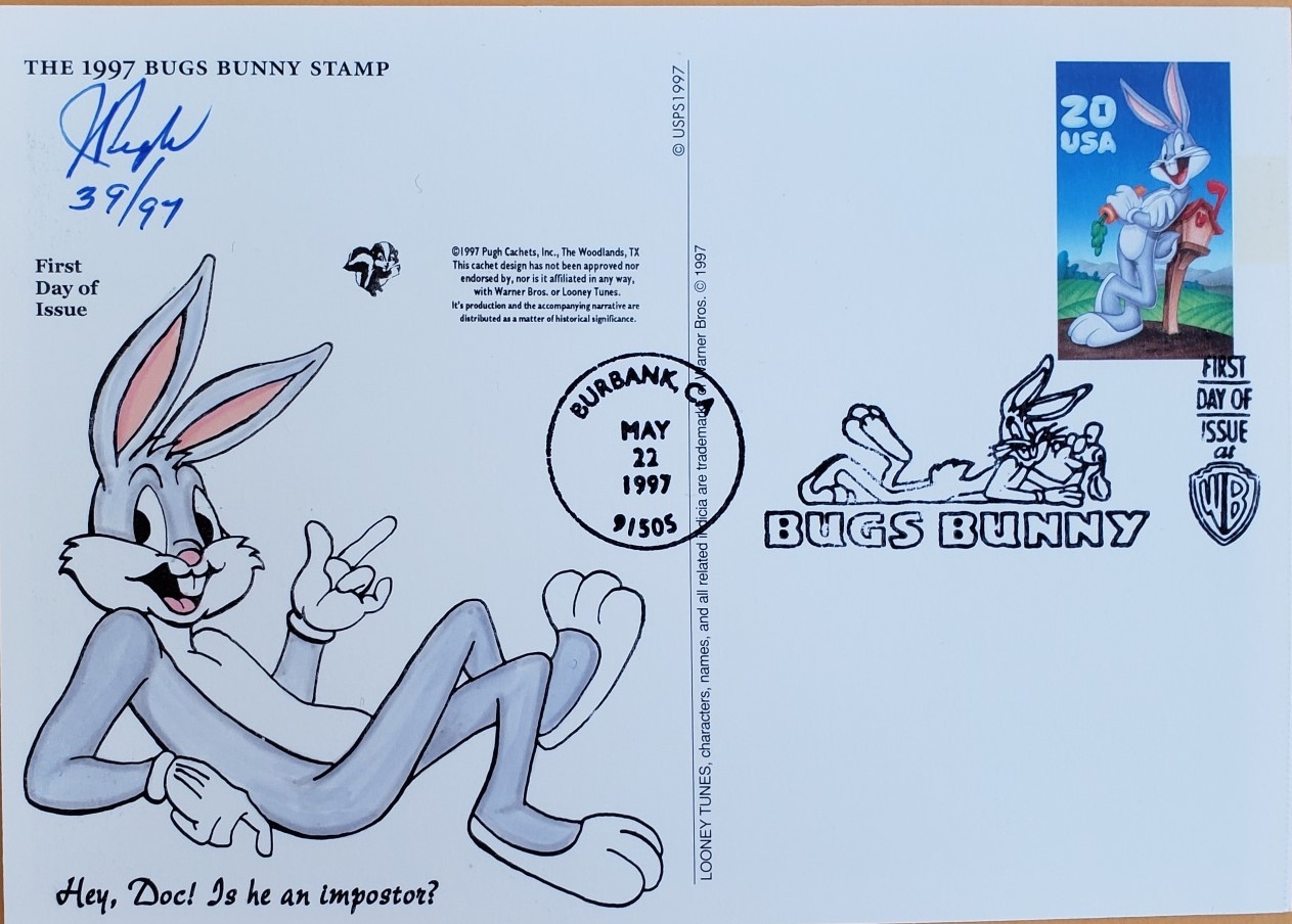 First Day Issue Bugs Bunny 1997 Postcard, Stamp May 22 1997  - $3.95