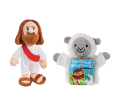 Children&#39;s Jesus the Good Shepherd Plush Doll and Lamb Puppet Book Baptism Kid - £23.08 GBP