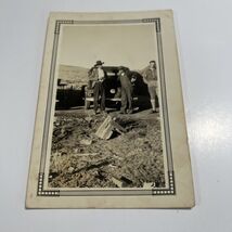 Vintage Photo Men Standing With Car 1930s Rural Automobile Overalls - $8.74 CAD