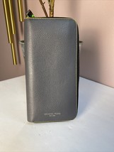 Michael Kors Wallet Warren  Zip Around Gray Leather Yellow Trim W2 - £45.53 GBP