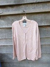 SAG HARBOR Pale Pink W/Sparkles Cardigan Knit Top Combo Sweater Long Sleeve Lge - £14.05 GBP