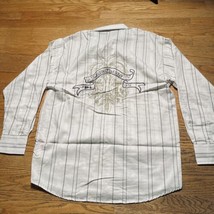 NWT Koman Sport White Graphic Print Button Front Shirt Long Sleeve Men&#39;s Sz L - £11.85 GBP