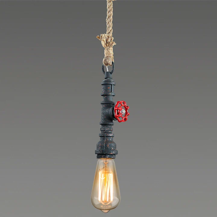 Vintage Industrial Water Pipe Colorful Pendant Light E27 Hemp Rope Lamp Art Deco - £199.41 GBP