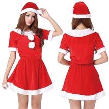 Women Santa Claus Short Sleeve Dress Xmas Costume Party Cosplay Set With... - £16.48 GBP