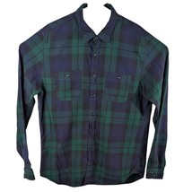 J Crew Mens Flannel Shirt Dark Green Navy Blue Plaid Size Extra Large Ta... - $39.60