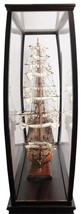Display Case Traditional Antique Curved Sides Dark Mahogany Painted Hard... - $1,339.00