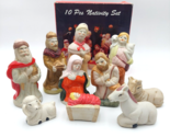 Vintage Nativity Christmas Set 10 Pcs Miniature Figures 6&quot; and Smaller - $18.86
