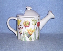 Hallmark Marjolein Bastin Natures Sketchbook Teapot Embossed Tulips Watering Can - $14.99